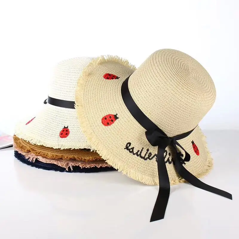 Летняя соломенная шляпа Raffia женская пляжная с широкими полями складная