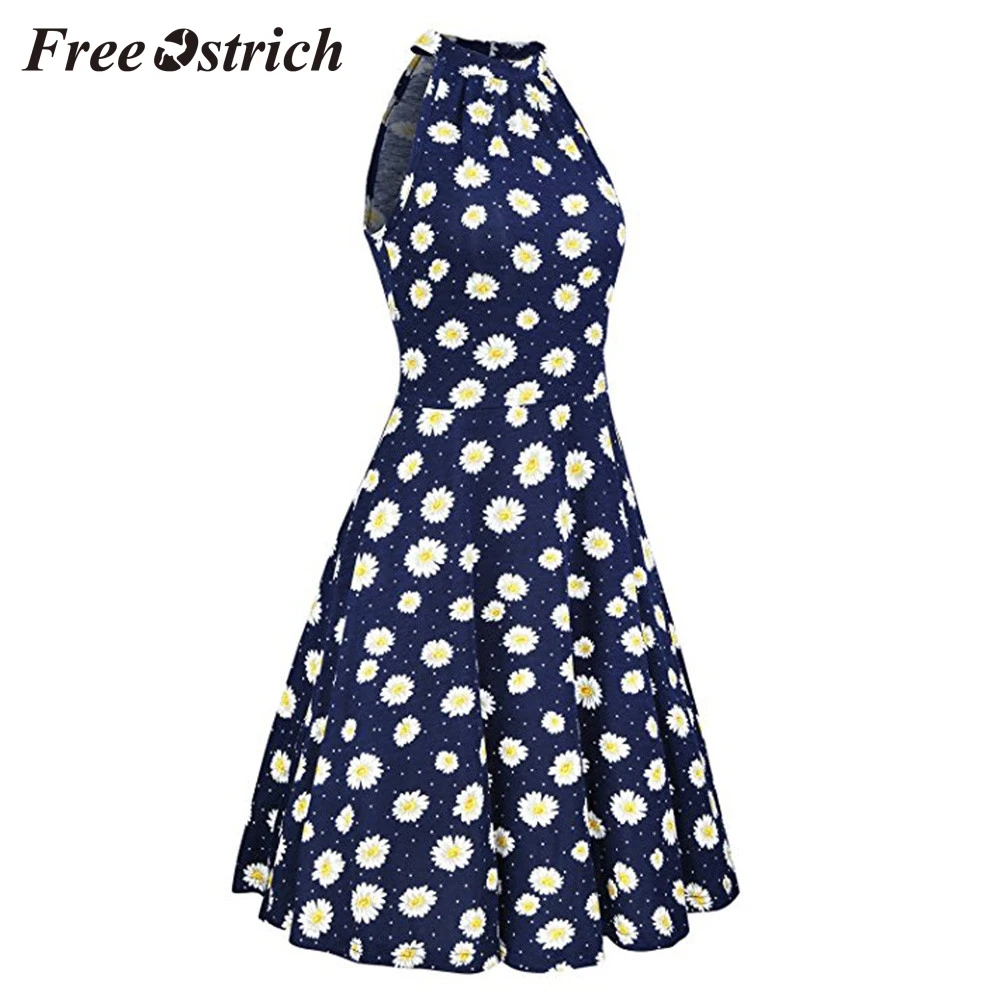 Бесплатная страусиное женское летнее пляжное Повседневное платье без рукавов с
