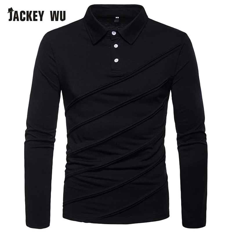 JACKEYWU мужская рубашка поло 2019 модная однотонная с длинным рукавом хлопковая