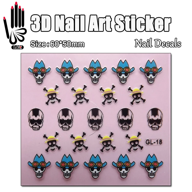 1 Sheet 3D Nail Art Sticker GL18 Skulls Design Nail Art Transfer Sticker Decal Sticker For Nail Art Decoration