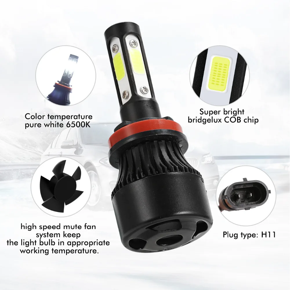 Oslamp X7 H11 фары автомобиля лампы удара чипов 4 стороны световой 10000LM 6000 K 100 W DC 12 V 24