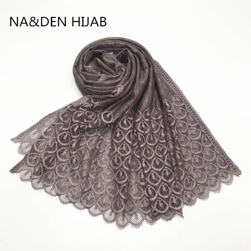 

Women lace scarves Muslim hijabs solid plain peacock feathers pattern shawls HQ New fashionbandana foulard femme wraps 10pcs