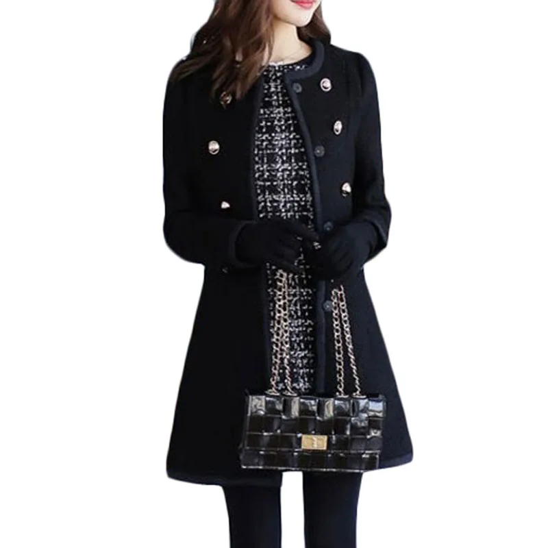

2121 Autumn Winter New Woolen Coat Women Fashion Slim Long Woolen Coat Women's Casual Long-sleeve Double-breasted Wool Coat E043