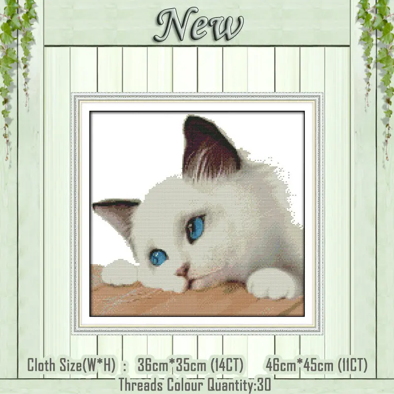Blue cat Прекрасный акварельный Кот Бабочка diy картина Счетный напечатанный на холсте DMC 14CT 11CT вышивка крестиком наборы для рукоделия Набор для вышивания - Цвет: Blue cat