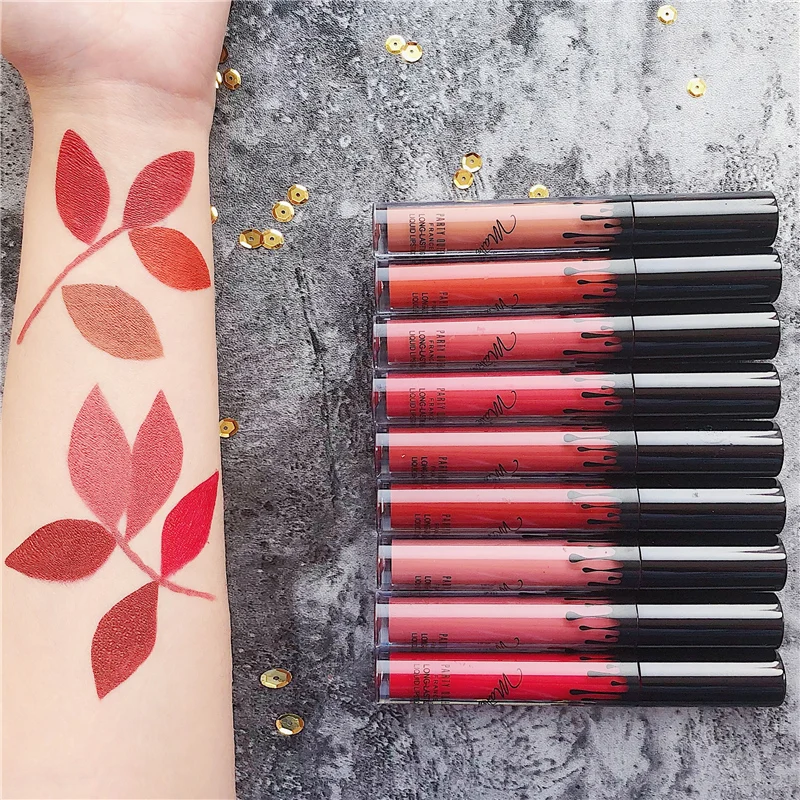 

9PCS/LOT Matte Liquid Lip Gloss Sexy Color Makeup Velvet Lip Stick Moisturizer Waterproof Long Lasting Lipstick Batom Cosmetic