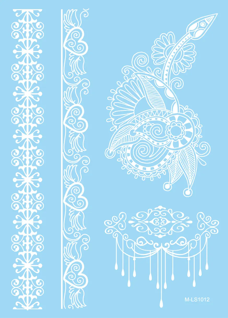 Сексуальная кружевная цепочка дизайн флэш тату боди арт белая хна временная