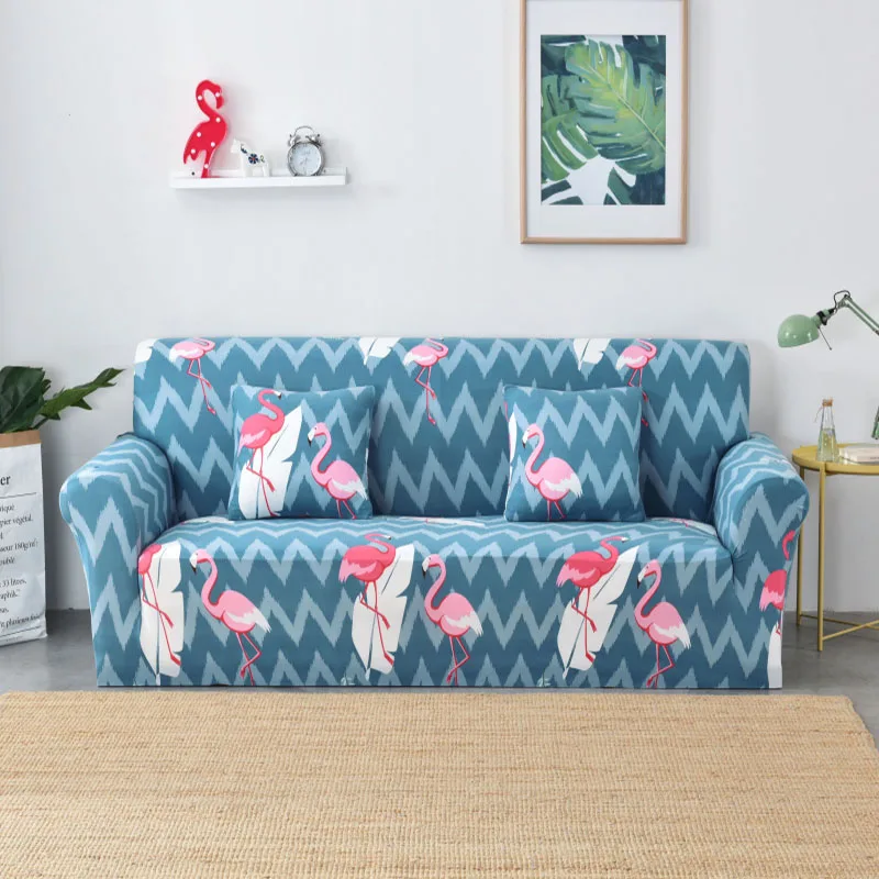

Furniture Protector Sofa Cover Spandex Stretch Polyester Slipcovers Flamingo Cartoon Animals Elastic All-inclusive Couch Cover
