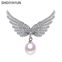 shdiyayun 2019 new big sale pearl brooch for women noble wing brooches pins natural freshwater pearl fine jewelry high quality