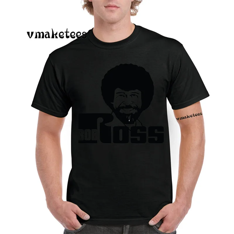 Bob Ross принт: Счастливые деревья модная футболка Летняя повседневная с круглым