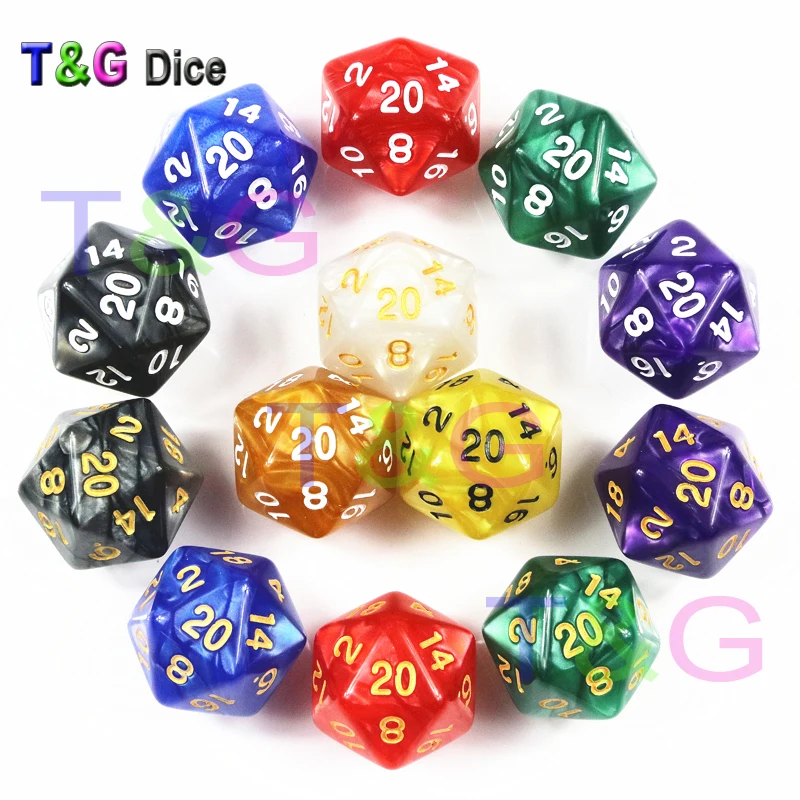 T & G D20 игральные кости для D Rpg 20 двухсторонняя гладкая поверхность игры много