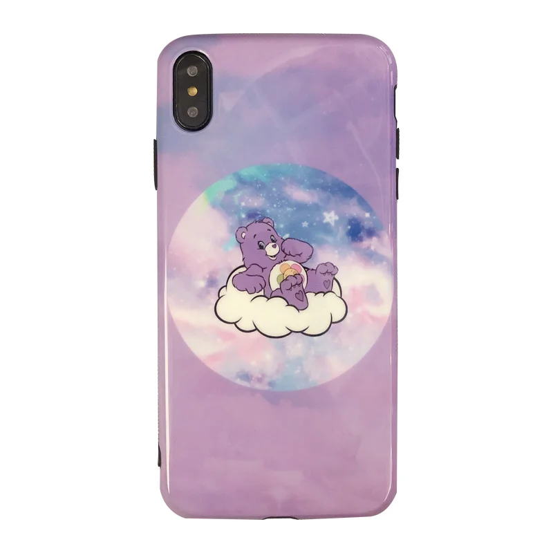 GlamPhoneCase милый мультяшный Фиолетовый Медведь чехол для телефона iPhone 6 6S 7 8 Plus XS Max XR X