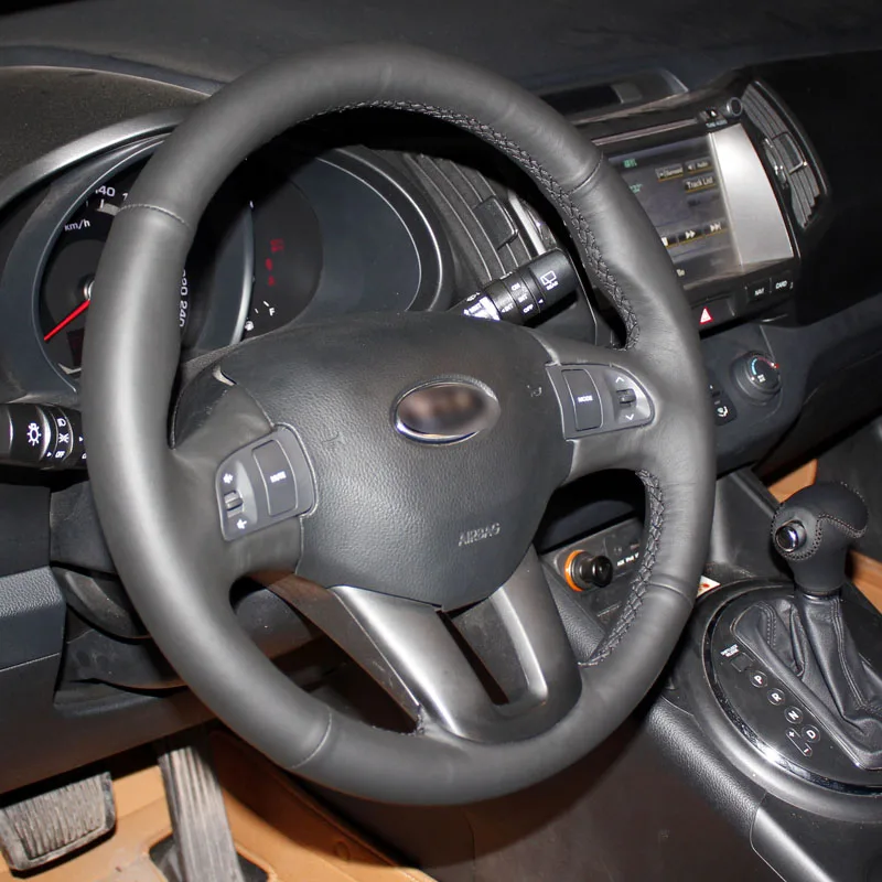 Чехол на руль BANNIS для Kia Sportage 3 2011 2014 Ceed 2010 черный кожаный чехол ручной работы|Чехлы