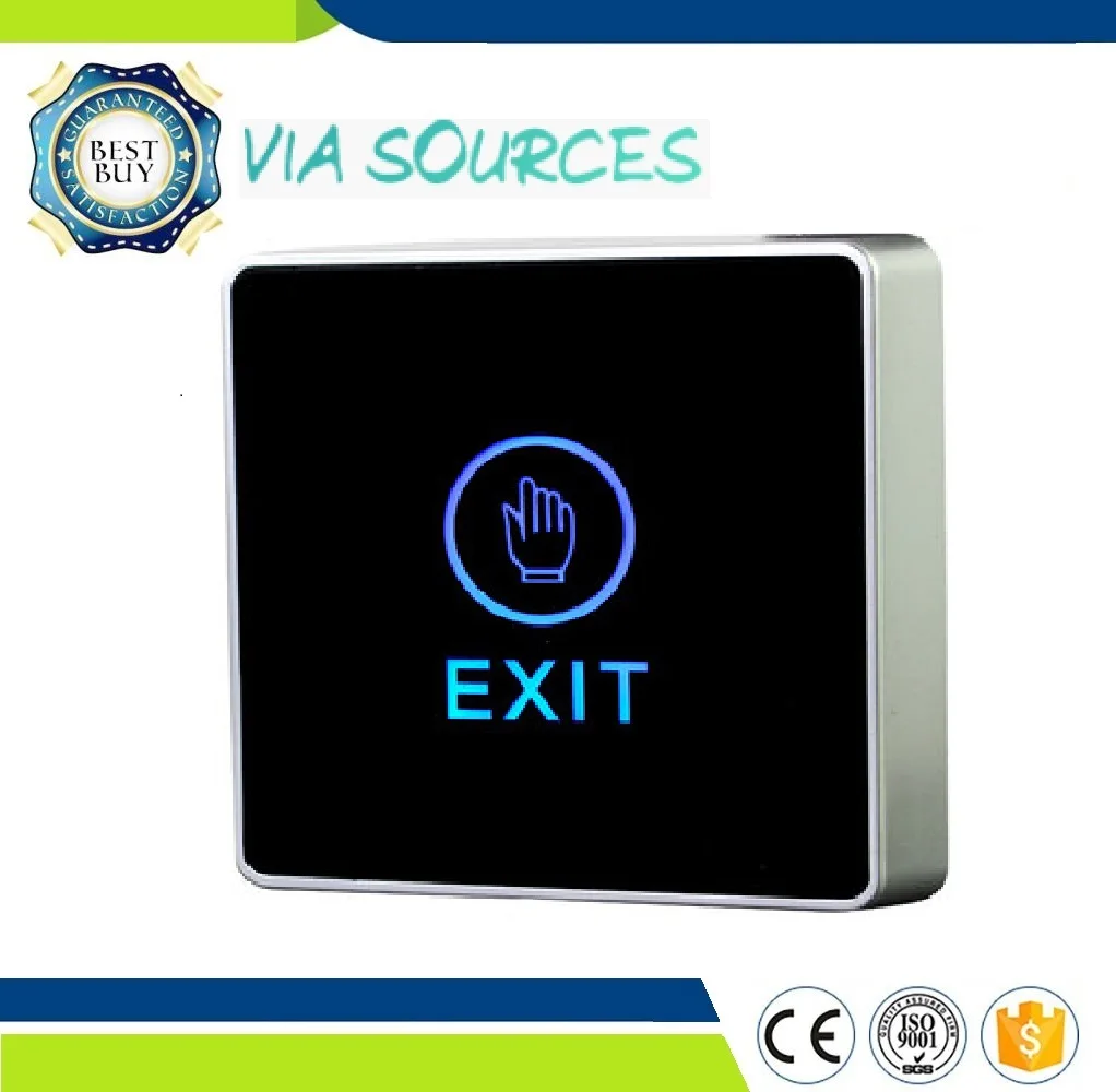 

Free Shipping Blue Backlight Touch Exit Button Infrared Contactless Door Release Switch for Access Control System Square