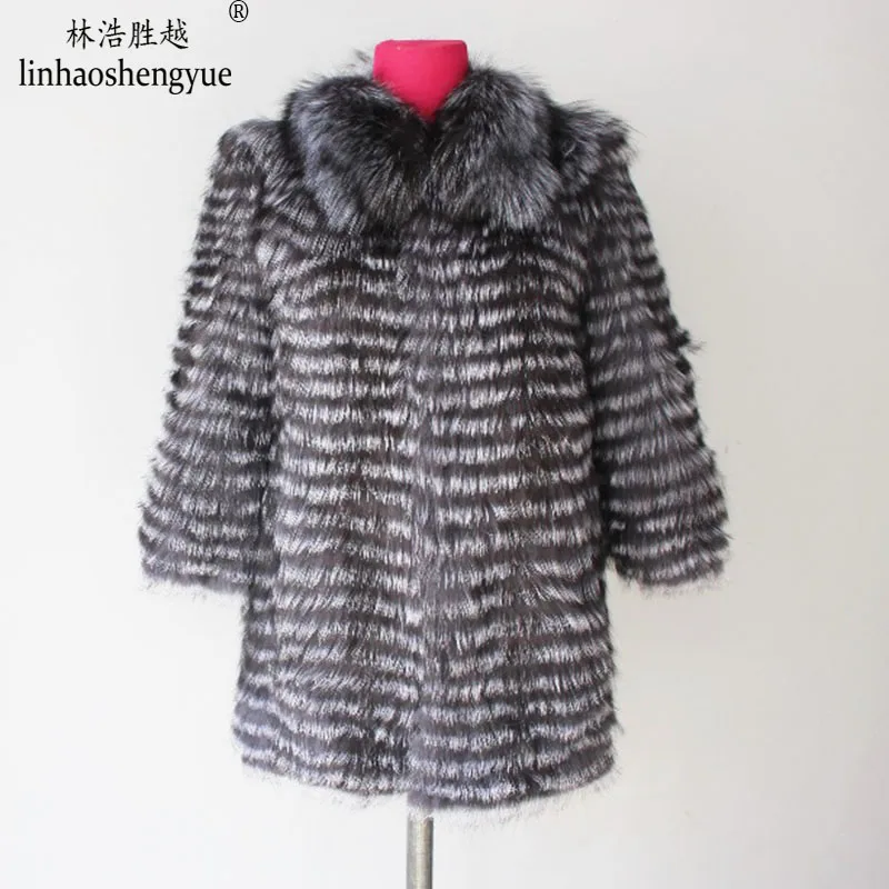 Пальто Linhaoshengyue из натурального Меха чернобурки длиной 80 см с воротником|coat wool|coat