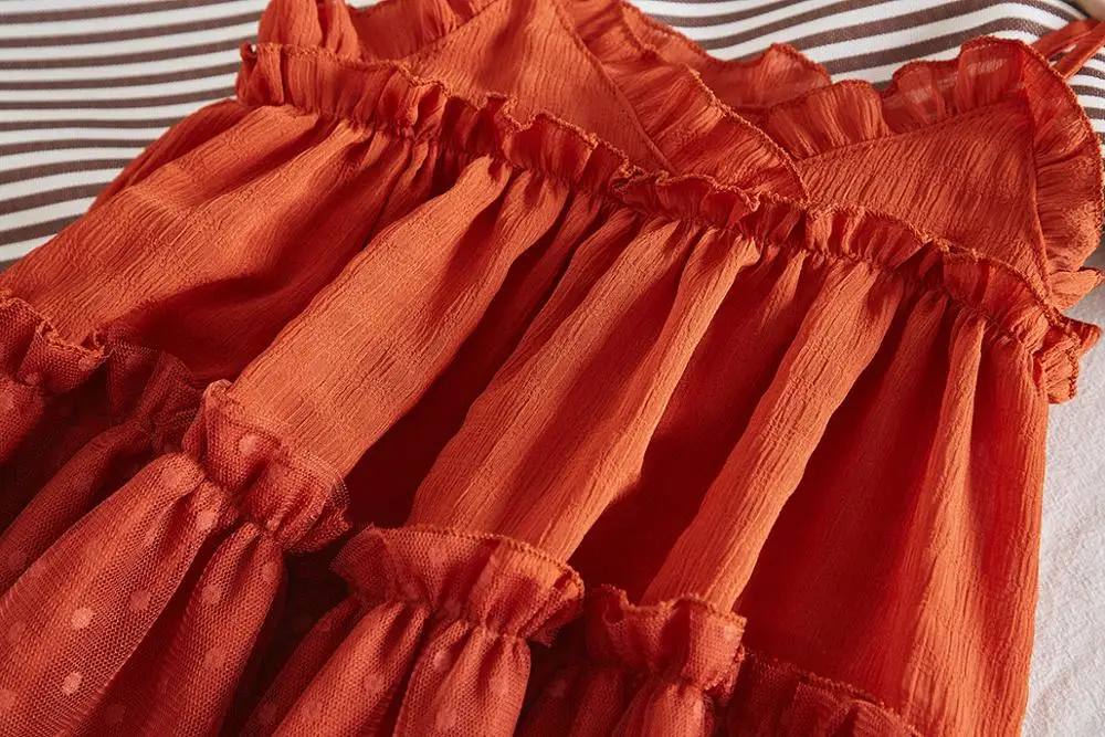 Girls Baby Dot Patchwork V Neck Sundress Holiday Summer Ins Fashion Clothing Candy Color Lovely Kids Ruffles New Dresses | Детская