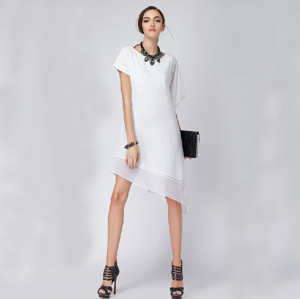 Женское шифоновое Асимметричное Платье До Колена асимметричное Повседневное