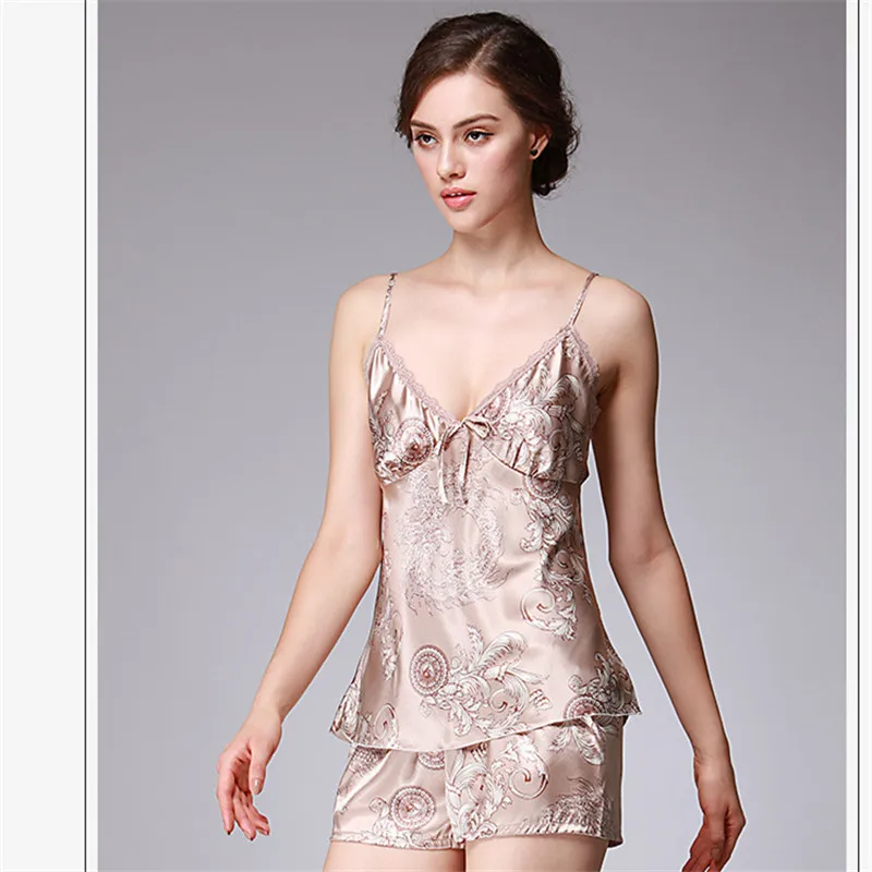 Pigiama donna комплект из двух предметов летняя пикантная Шелковая пижама на