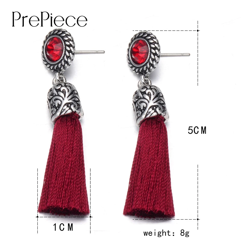 PrePiece Carved Design Brincos Anti-silver Color Alloy Long Ribbon Dangle Tassel Earrings New Ethnic Jewelry for Women PE0273 | Украшения и