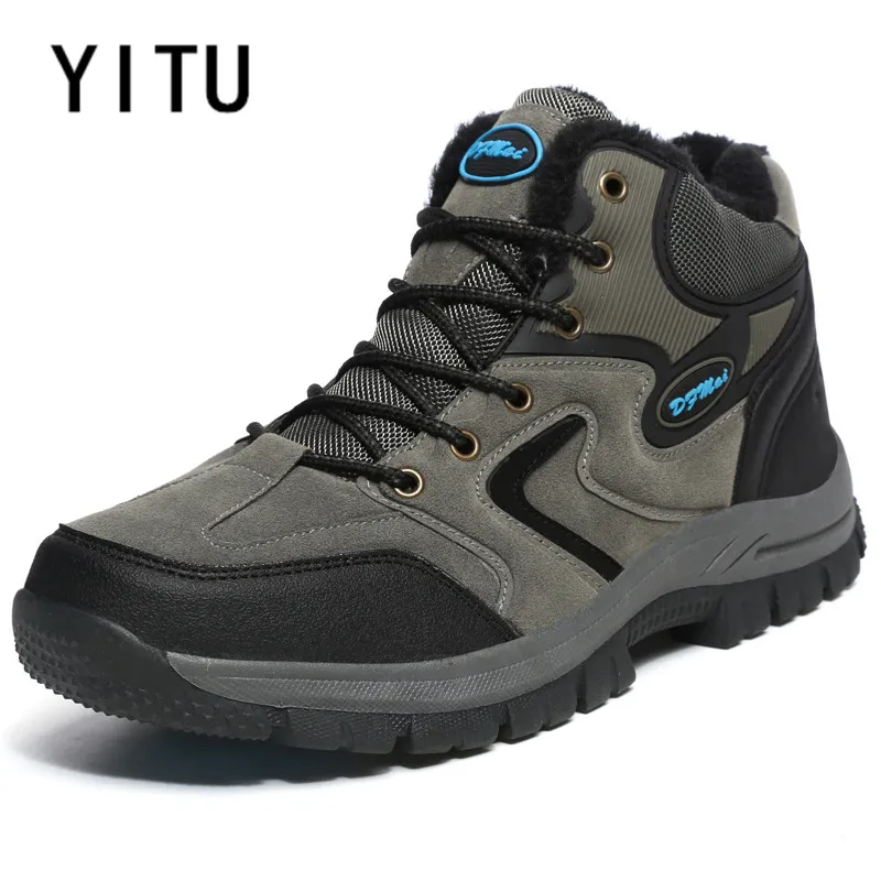 YITU/спортивная обувь мужские треккинговые ботинки зимние кроссовки с мехом для