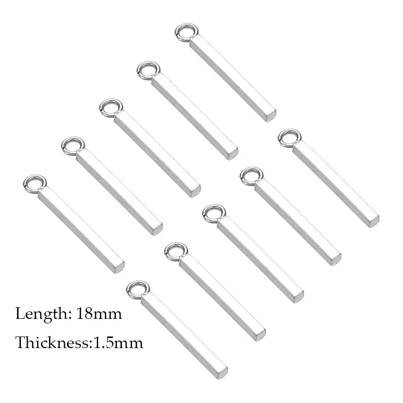 15 шт. прямоугольные подвески из нержавеющей стали|charm charm|silver charmscolored charms |