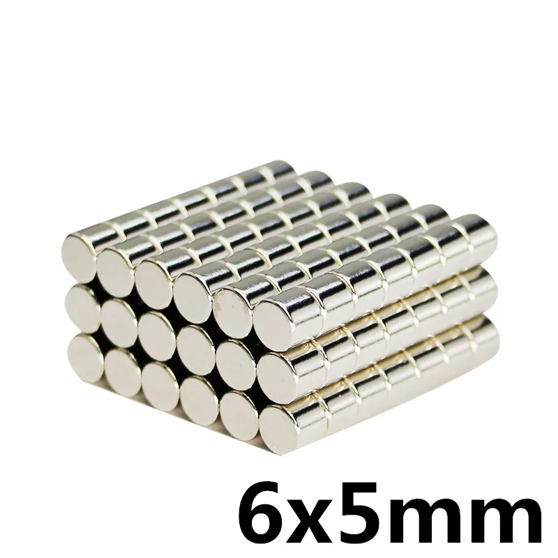 100 шт./лот 6x5 мм мощные супер сильные Редкоземельные неодимовые Дисковые Магниты