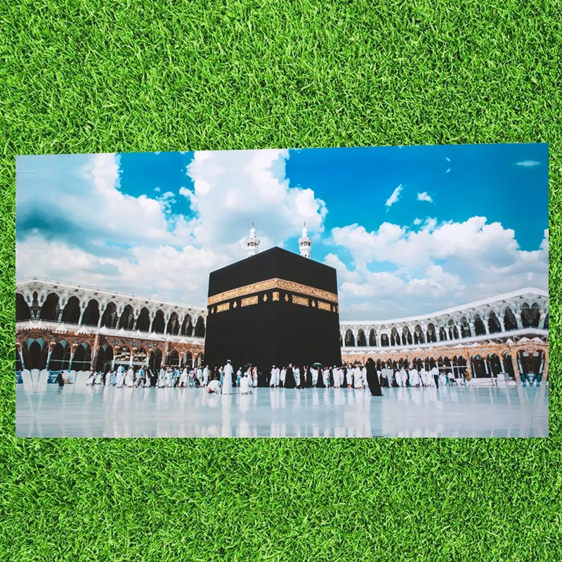 Принт Mecca исламский последний день хаджа Круглый Орнамент вид мусульманская мечеть пейзаж живопись на холсте Религиозное искусство Куадрос Декор