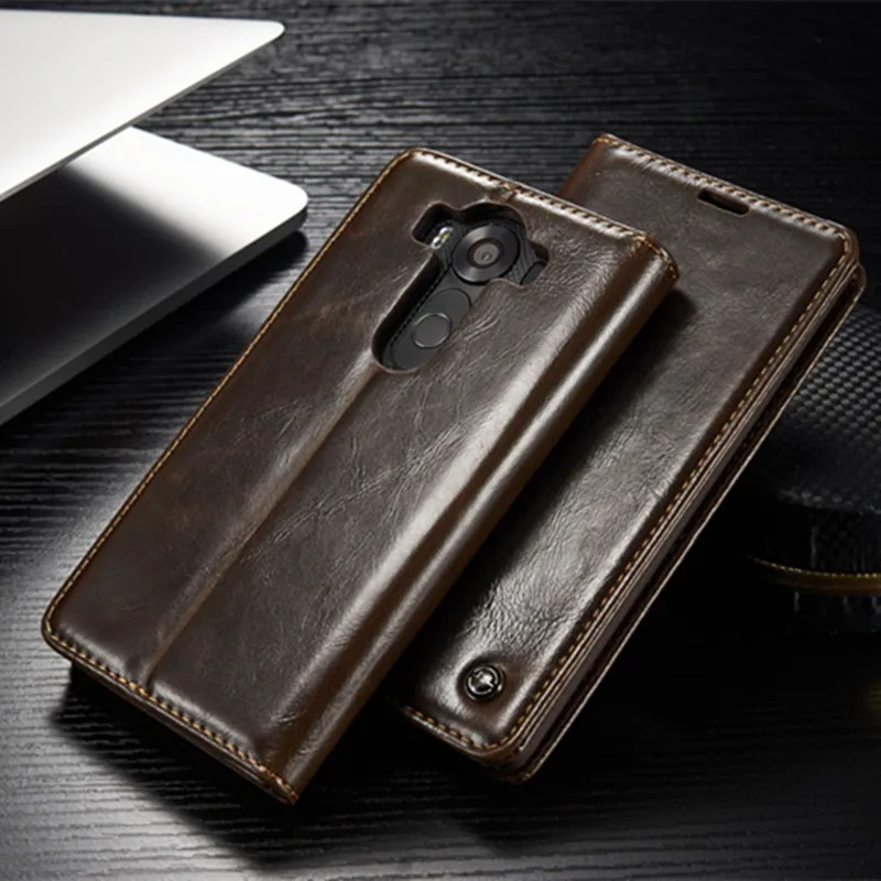 Роскошный кожаный чехол бумажник CaseMe с подставкой для LG V10 V20 Магнитный флип