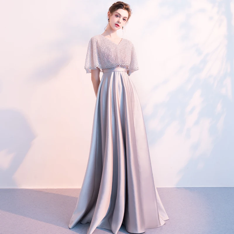 Vestidos De Festa полурукав вечернее платье элегантное женское платье De Soiree вечерние платья с v-образным вырезом длинное платье вечерние платья для выпускного вечера