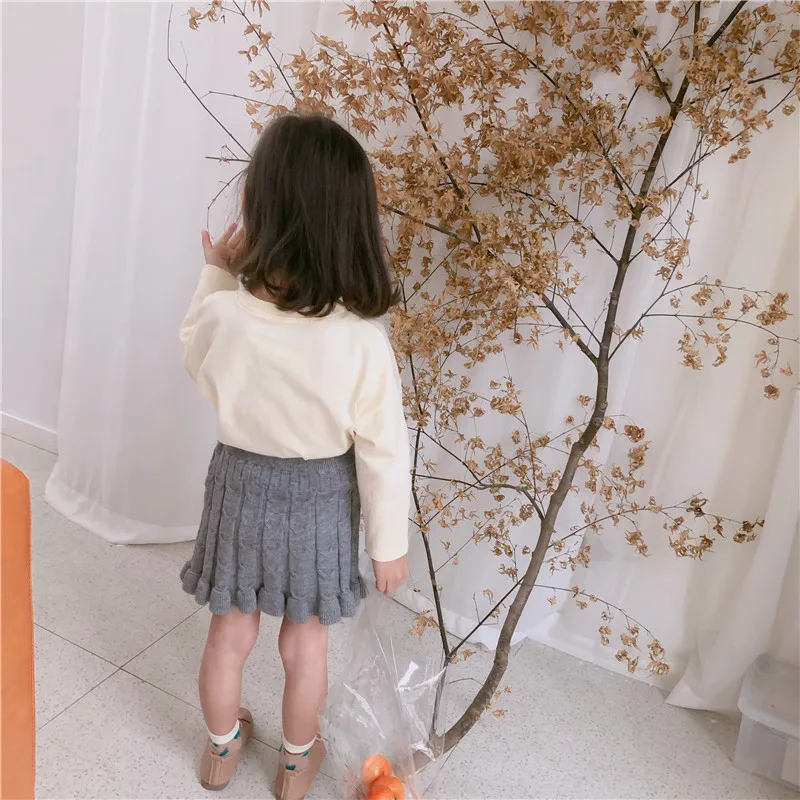 Honey Angle/Новая Модная трикотажная юбка для девочек; осенне-зимняя одежда для маленьких девочек; однотонная элегантная детская юбка; Весенняя юбка для младенцев