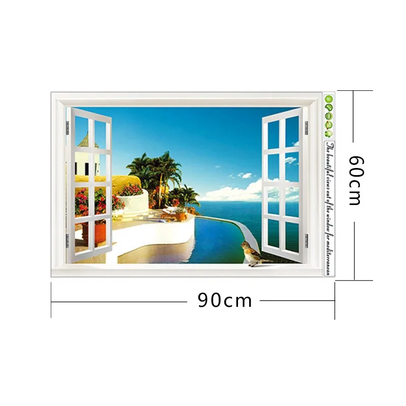 

creative 3d mediterranean style window wall stickers for living room wall art decor posters diy pvc decals