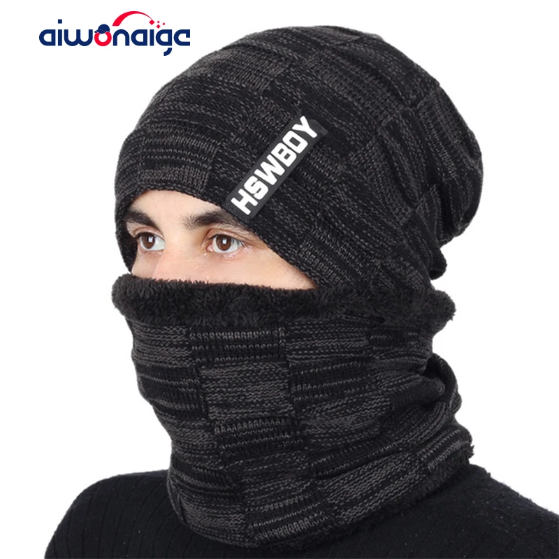 2019 новая теплая зимняя шапка мужская шарф Костюм Уличная плюс бархатная