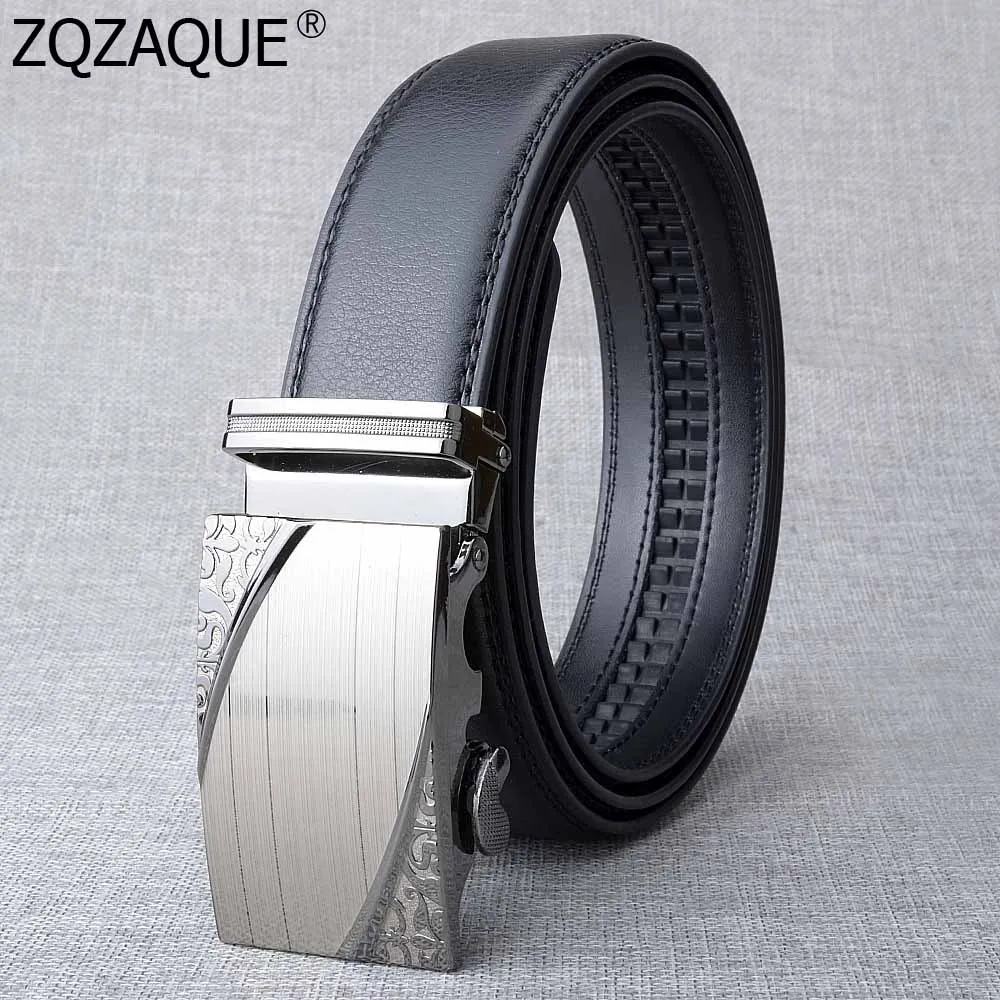 

New Arrival Korean Fashion Style Cow Leather Belt With Auto Buckle For Men Available Sizes Black Coffee Red Brown Belts SY1713