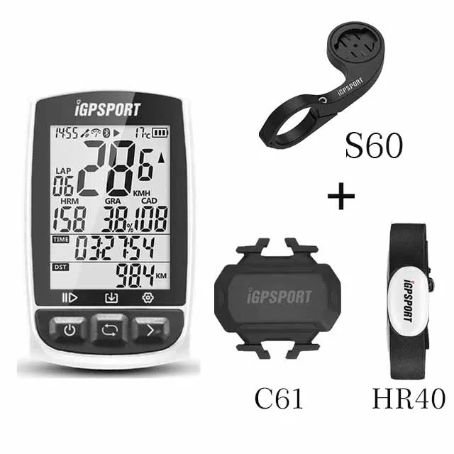 IGPSPORT IGS50E gps велосипедный компьютер беспроводной IPX7 водонепроницаемый велосипедный Цифровой Секундомер Велосипедный Спидометр ANT+ Bluetooth 4,0 - Цвет: White C61 hr40