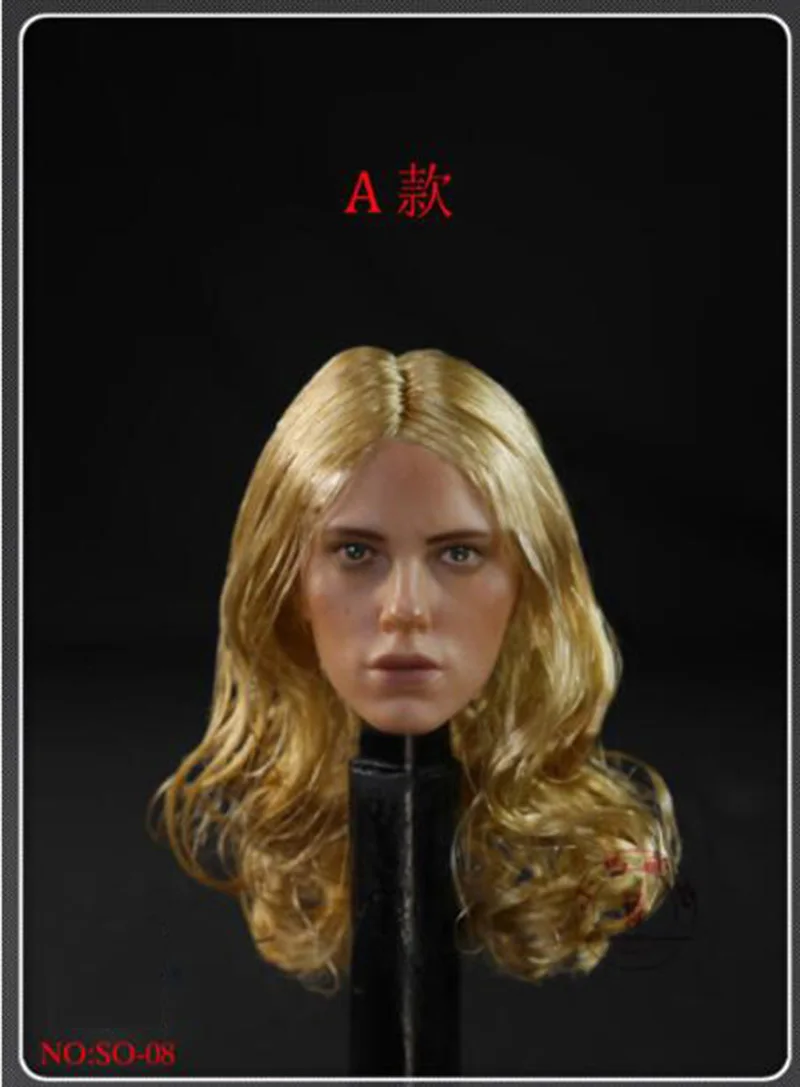 1/6 масштаб Женская Девушка Лепка головы Scarlett Черная Вдова длинные вьющиеся
