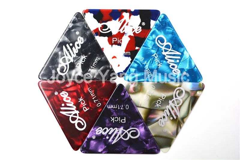 

Lots of 100pcs Alice Equilateral Triangle Pearl Celluloid Guitar Picks Plectrums 0.71mm With Original Box Free Shipping