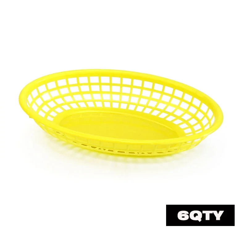 6pcs Yellow 6 шт. корзина для картофеля фри овальная пластиковая корзина для быстрого питания тарелки для пикника, сэндвич и поднос для жарки, platos пластик cestino panino - Цвет: 6pcs Yellow