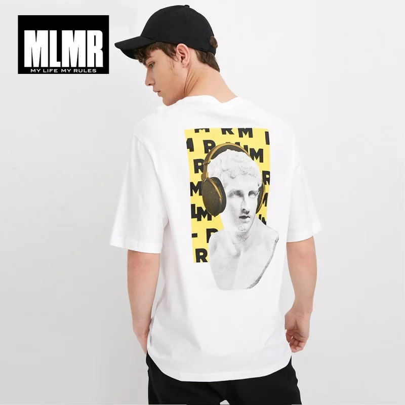 MLMR Мужская футболка из 100% хлопка с принтом свободного кроя мужская одежда