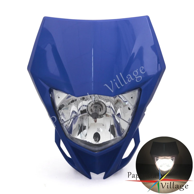 Синий 12V 35W Мотокросс Байк задний фонарь для Yamaha WR250F WR450F KAWASAKI KLX KX 250 450 2012- белый головной обтекатель - Цвет: Синий