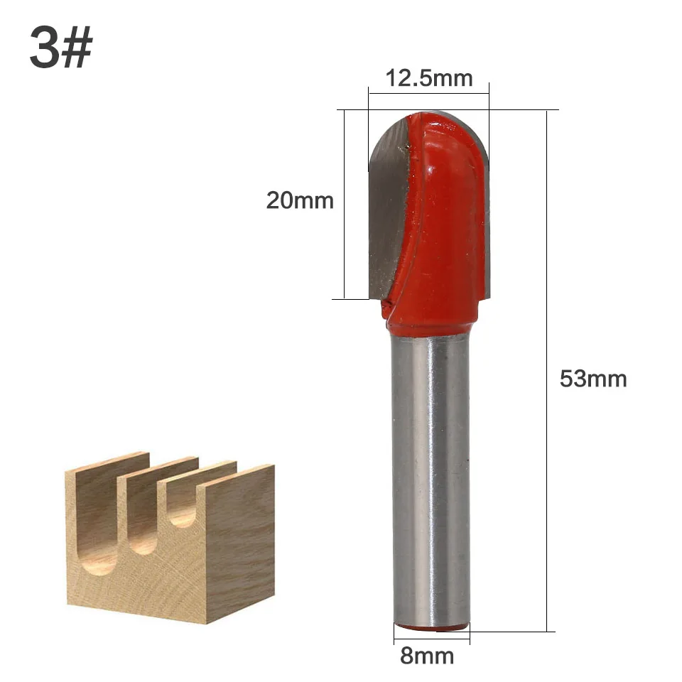 1PC8mm хвостовик ЧПУ Карбид Концевая фреза инструмент с длинным лезвием круглый нос бит ядро коробка фрезы долготы - Длина режущей кромки: NO3