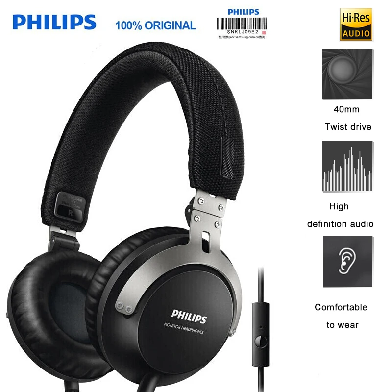 Philips SHL3565 Professional Bass Earphopne with Wire Control Noise Reduction Headband Style for Galaxy 8 Official Verification
