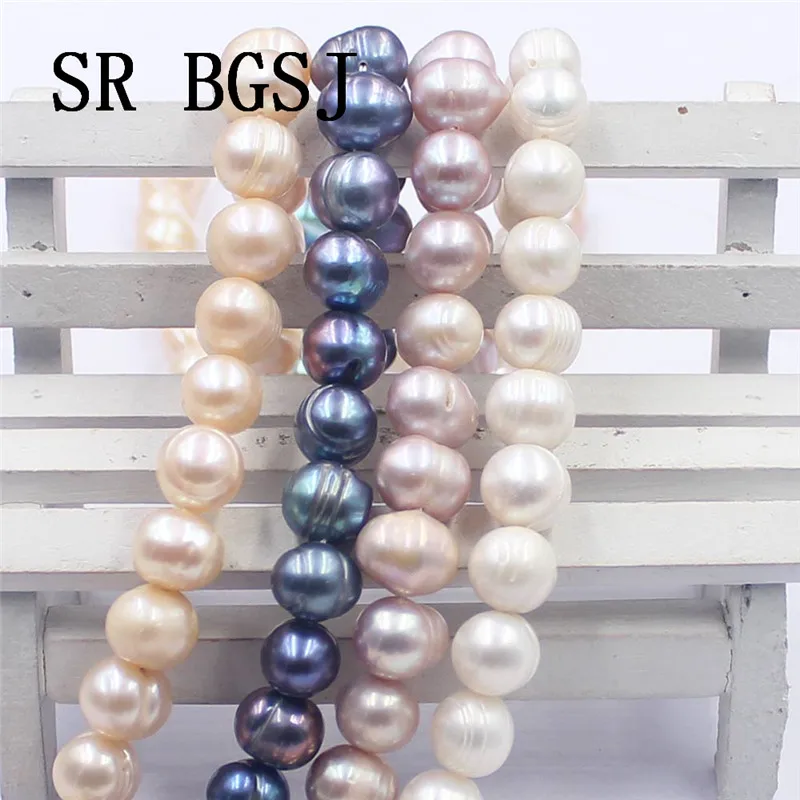 Free Shipping 10 11mm White Pink Purple Black Nearly Round Natural Freshwater Pearl Loose Beads 15&quot|Бусины| |