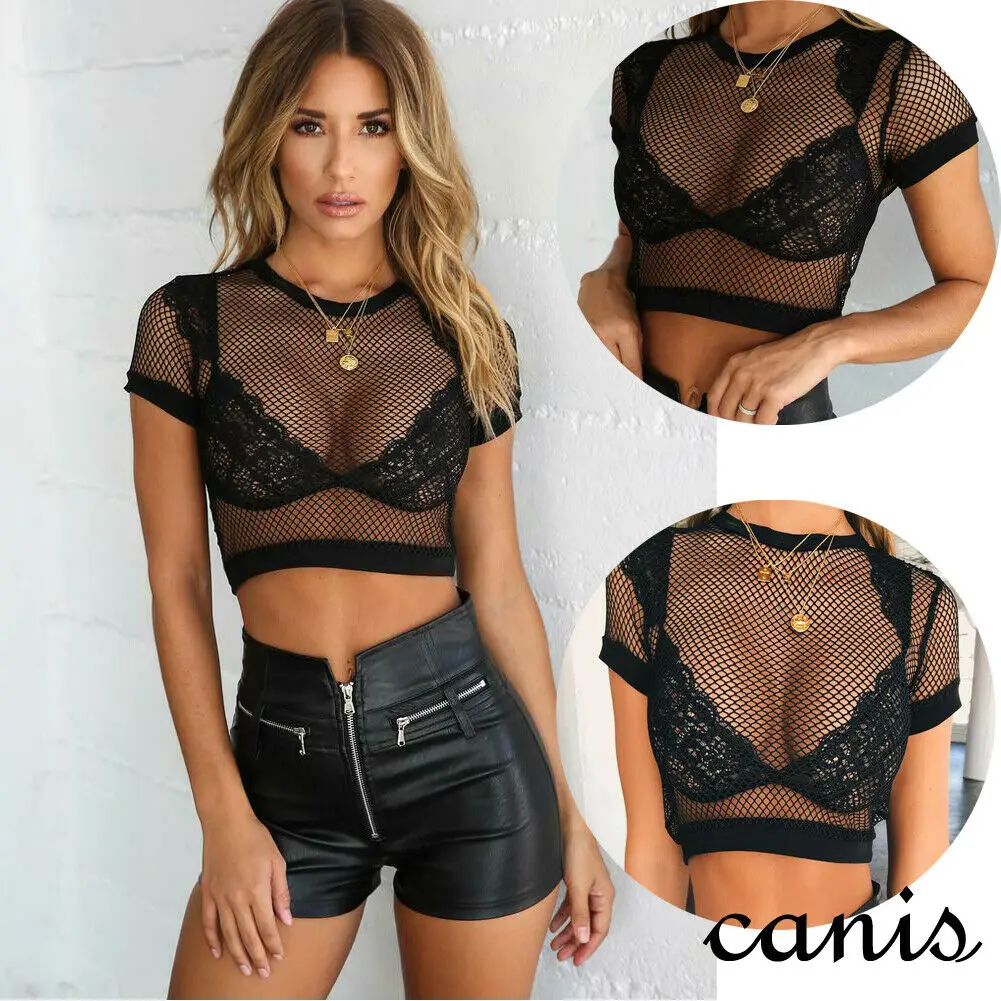 Сетчатые пляжные укороченный Топ Бикини Cover Up 2019 Новые однотонные черные