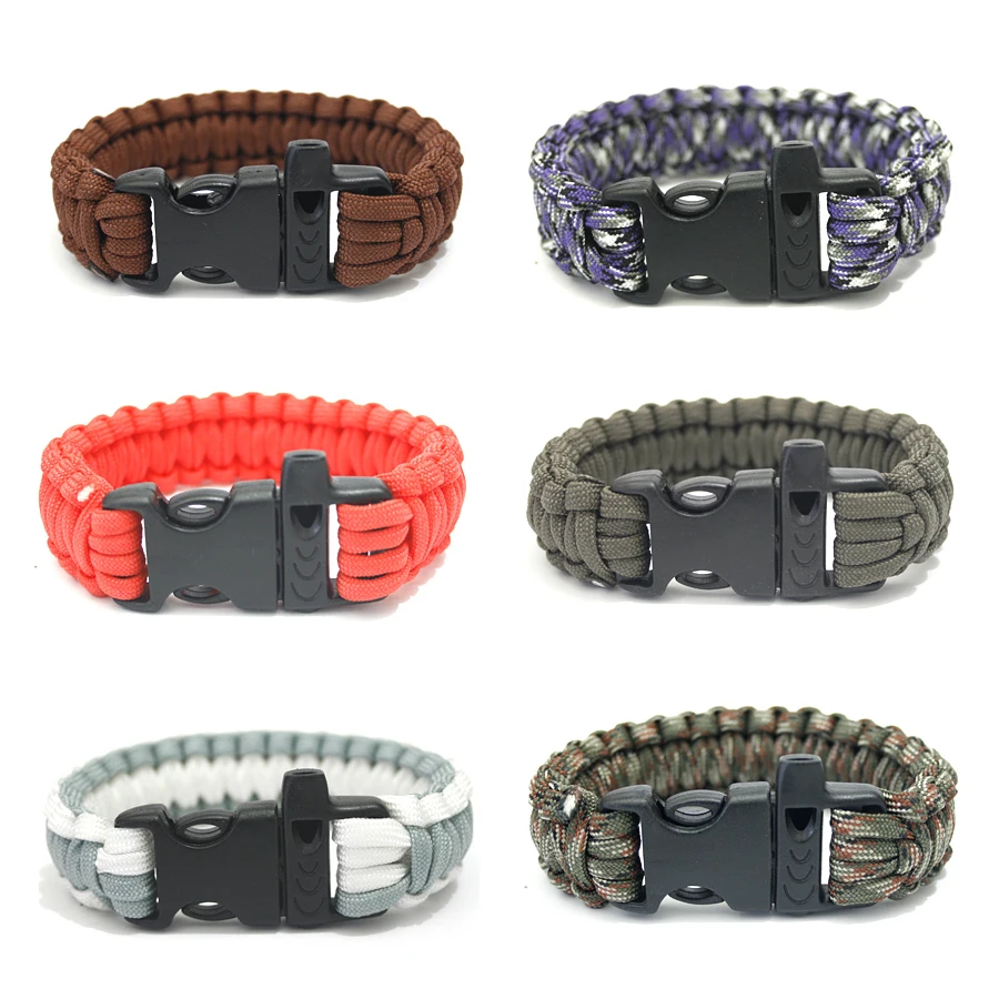 Koop 550 Paracord Parachute Cord Lanyard Survival Armband, Fluitje Gesp Paracord Armband