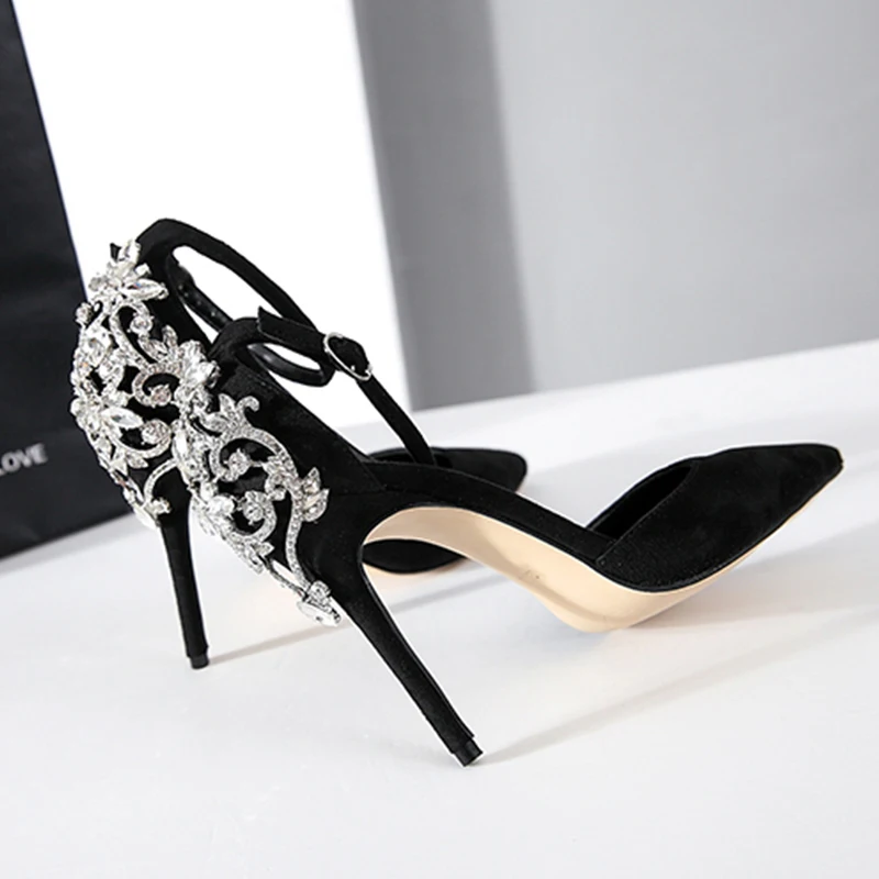 Женские летние роскошные сандалии со стразами женские на высоком каблуке модная