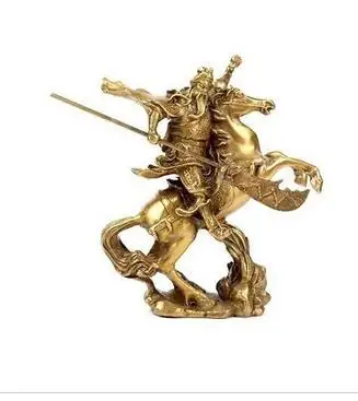 

collecting OLD copper Elaborate Old crafts Brass Chinese Ancient Hero Guan Gong Guan Yu ride on horse * bronze statue NR