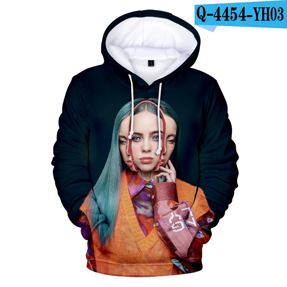 3D 3D Billie Eilish толстовки женские свитшоты мужские модные худи с принтом новые свитшоты Billie Eilish осенние 3D толстовки XXS-4XL - Цвет: 3D