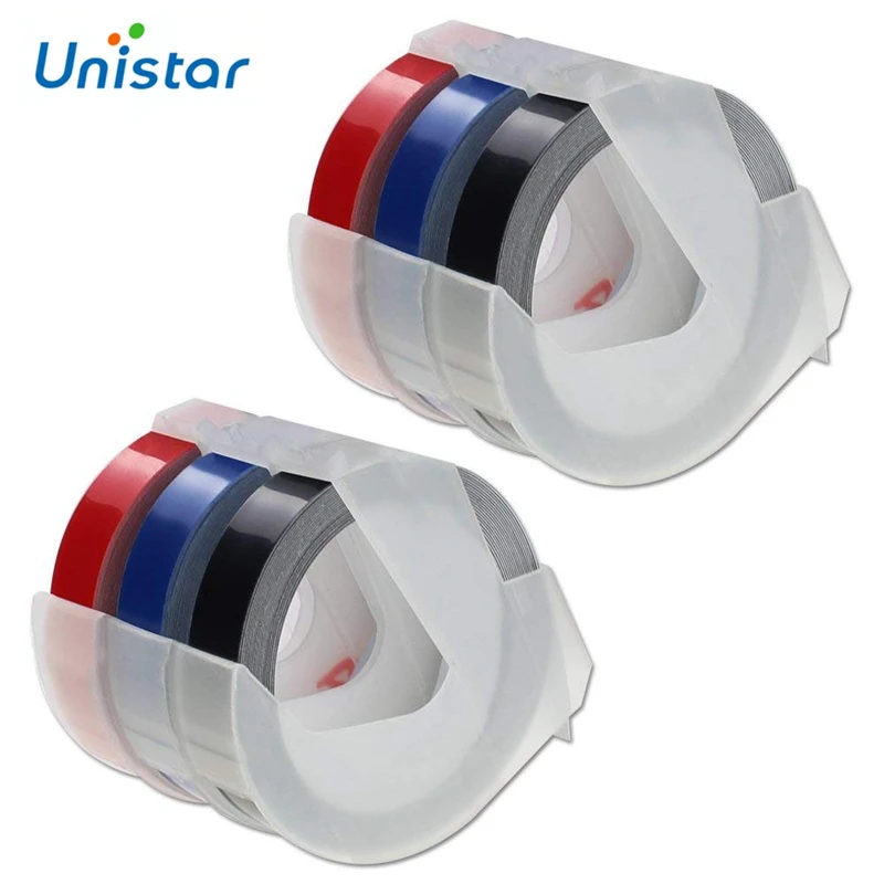 Unistar 6 рулонов 3D принтер лента совместима с DYMO тиснение пластиковая 9 мм x 3 м комбо