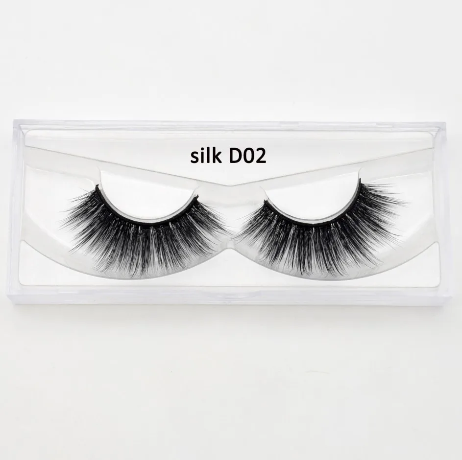silk D02 Visofree 3d шелковые Накладные ресницы "крест-накрест" ручной работы накладные ресницы 3D полосы шелковые ресницы толстые Искусственные норковые ресницы макияж 10 стилей - Цвет: silk D02