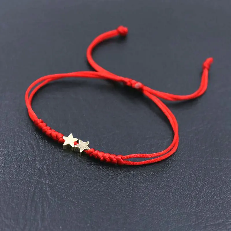 BPPCCR Lucky Double Love Heart shape Stars Charm браслет для пары красная веревочная нить String Knot браслеты для мужчин женщин влюбленных