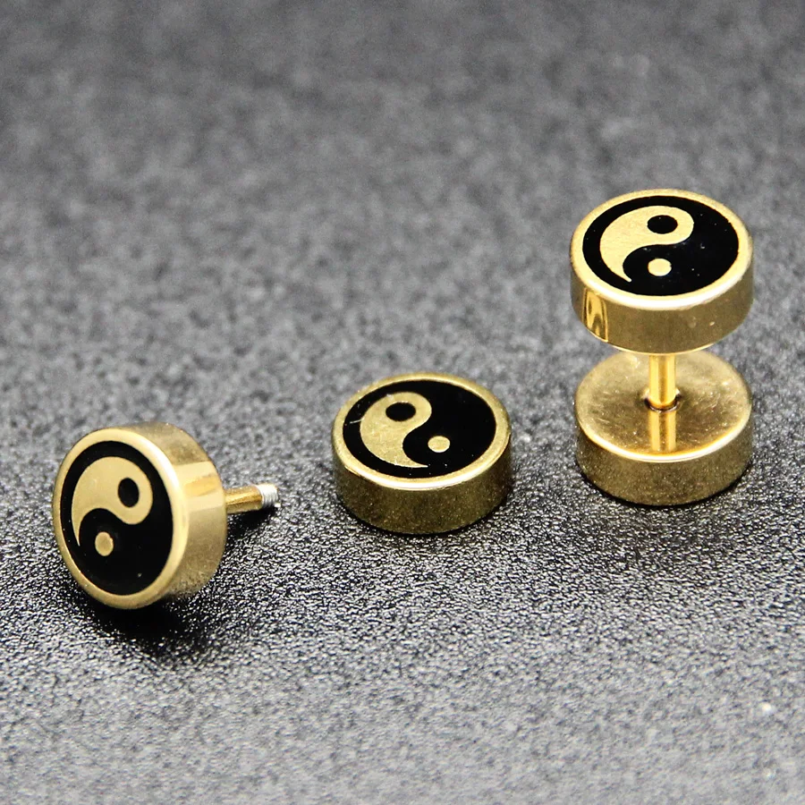 Серьги гвоздики из нержавеющей стали в стиле Инь Янь 2 шт.|ear earrings|stainless steel stud